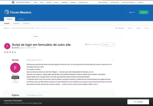 
                            9. Script de login em formulário de outro site - PHP - Fórum iMasters