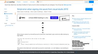 
                            5. Script error when signing into azure from visual studio 2015 ...