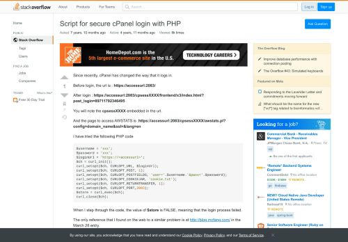 
                            4. Script for secure cPanel login with PHP - Stack Overflow