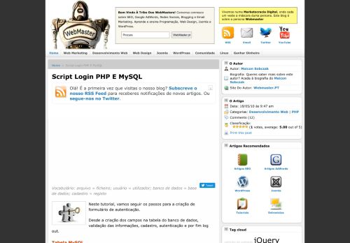
                            3. Script Login PHP E MySQL | WebMaster.pt