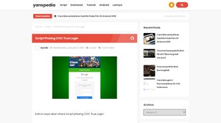 
                            6. Script Phising COC True Login | YansPEDIA