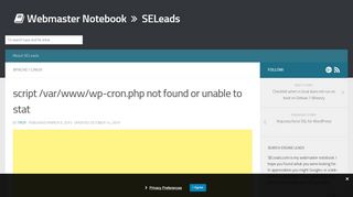 
                            8. script /var/www/wp-cron.php not found or unable to stat | Webmaster ...