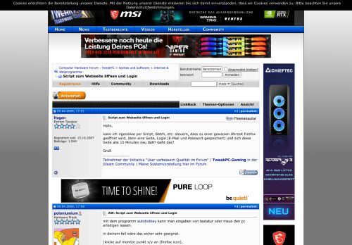 
                            11. Script zum Webseite öffnen und Login - TweakPC