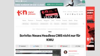 
                            2. Scrivito: Neues Headless CMS nicht nur für KMU | t3n – digital pioneers