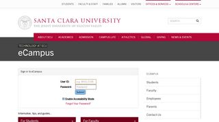 
                            8. SCU eCampus Sign-in - Santa Clara University