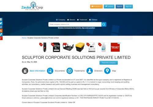
                            3. SCULPTOR CORPORATE SOLUTIONS PRIVATE LIMITED ...