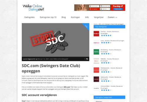 
                            4. SDC.com (Swingers Date Club) opzeggen - Maart 2019 - NIEUW!