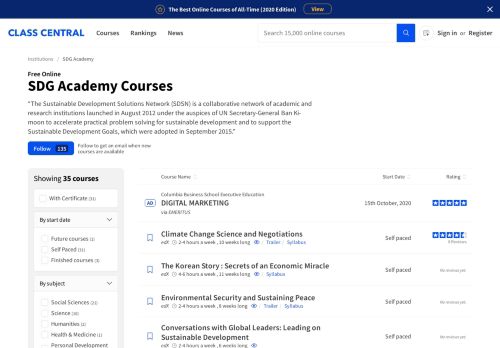 
                            2. SDG Academy • Free Online Courses and MOOCs | Class Central