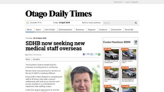 
                            10. SDHB now seeking new medical staff overseas | Otago Daily Times ...