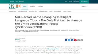 
                            12. SDL Reveals Game-Changing Intelligent Language Cloud - The Only ...
