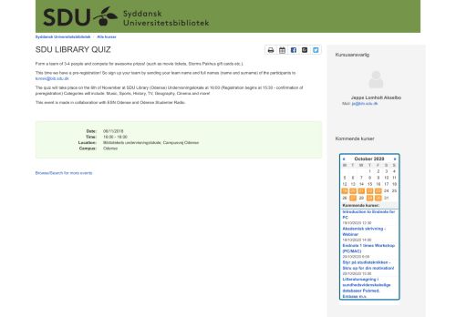 
                            11. SDU LIBRARY QUIZ - LibCal - University of Southern Denmark