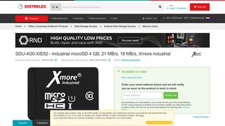 
                            9. SDU4G0XIE82 Industrial microSD 4 GB, 21 MB/s, 18 MB/s Xmore ...