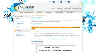 
                            2. Se connecter à l'ENT - CIPE - Aix-Marseille Université