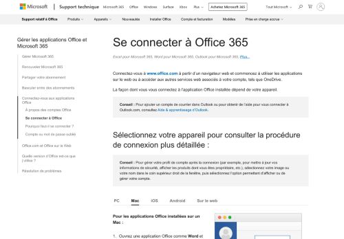 
                            3. Se connecter à Office 365 - Support Office