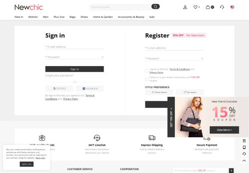 
                            1. Se connecter / Rejoignez-nous - Newchic