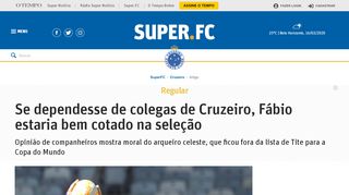 
                            12. Se dependesse de colegas de Cruzeiro, Fábio estaria bem cotado na ...