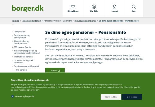 
                            2. Se dine egne pensioner – PensionsInfo - Borger.dk