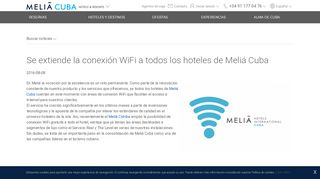 
                            10. Se extiende la conexión WiFi a todos los hoteles de Meliá Cuba ...