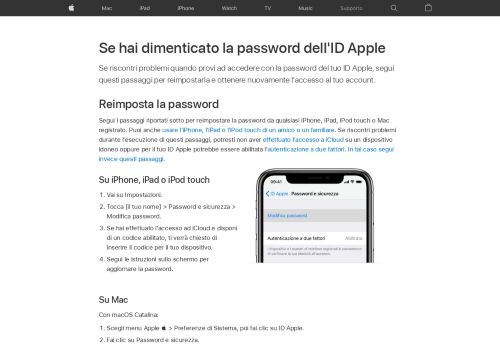 
                            1. Se hai dimenticato la password dell'ID Apple - Supporto Apple