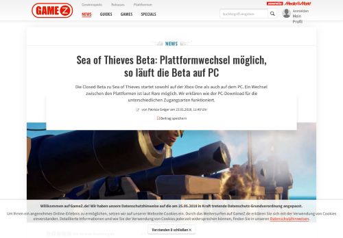 
                            4. Sea of Thieves Beta: Plattformwechsel möglich, so läuft die Beta auf ...