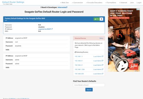 
                            2. Seagate GoFlex Default Router Login and Password - Clean CSS