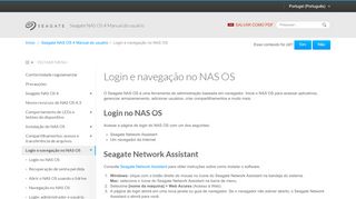 
                            4. Seagate NAS OS 4 Manual do usuário - Login e navegação no NAS OS