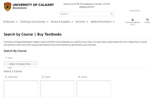 
                            11. Search by Course | Buy Textbooks | University of Calgary Bookstore