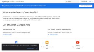 
                            5. Search Console APIs | Google Developers