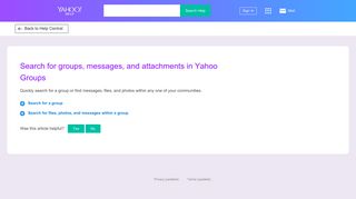 
                            5. Search for groups, messages, and attachments in Yahoo Groups ...