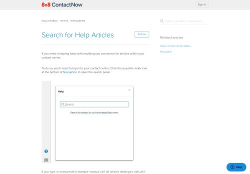 
                            8. Search for Help Articles – EasyContactNow