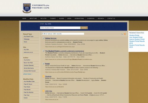 
                            4. Search Results : Online Student Portal - UWC