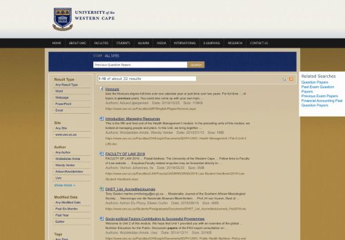 
                            7. Search Results : Previous Question Papers - UWC