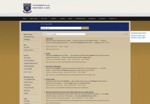
                            10. Search Results : Student Login - UWC