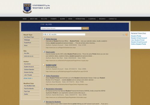 
                            12. Search Results : Student Portal Account - UWC