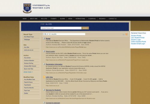 
                            6. Search Results : Student Portal Login - UWC