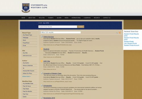 
                            8. Search Results : Student Portal Results - UWC