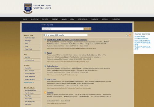 
                            7. Search Results : student portal - UWC