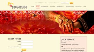 
                            3. Search - Sreechakra Matrimoni