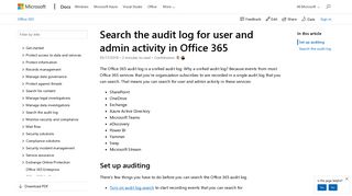 
                            5. Search the audit log for user and admin activity in Office 365 ...