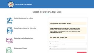 
                            2. Search Your PHD Admit Card - Kolhan University,Chaibassa ...