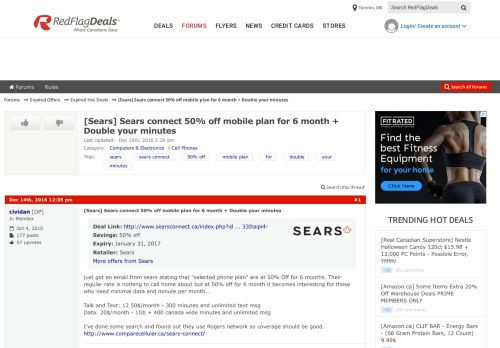 
                            13. [Sears] Sears connect 50% off mobile plan for 6 month + Double ...