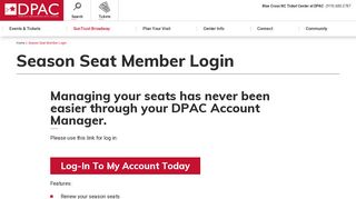 
                            2. SEASON SEAT MEMBER LOGIN | DPAC Official Site