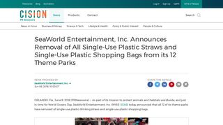 
                            12. SeaWorld Entertainment, Inc. Announces Removal of All Single-Use ...