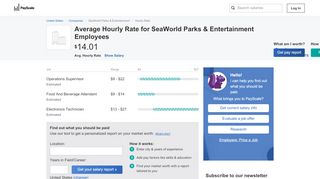 
                            11. SeaWorld Parks & Entertainment Wages, Hourly Wage Rate | PayScale