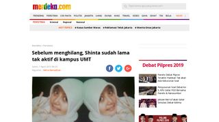 
                            5. Sebelum menghilang, Shinta sudah lama tak aktif di kampus UMT ...