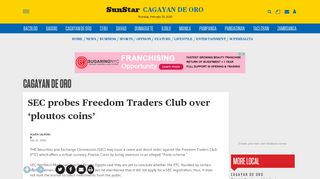 
                            12. SEC probes Freedom Traders Club over 'ploutos coins' - SUNSTAR