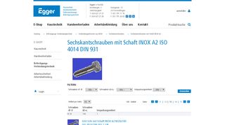 
                            8. Sechskantschrauben mit Schaft INOX A2 - ISO 4014 DIN 931 - Egger ...