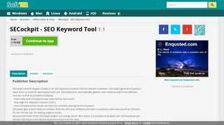 
                            7. SECockpit - SEO Keyword Tool 1.1 Free Download