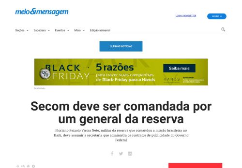 
                            13. Secom deve ser comandada por um general da reserva – Meio ...