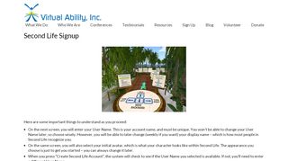 
                            7. Second Life Signup – Virtual Ability, Inc.